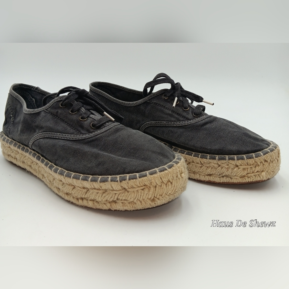 Natural World "Basket Yute" Distressed Black women's Espadrilles Shoes 39